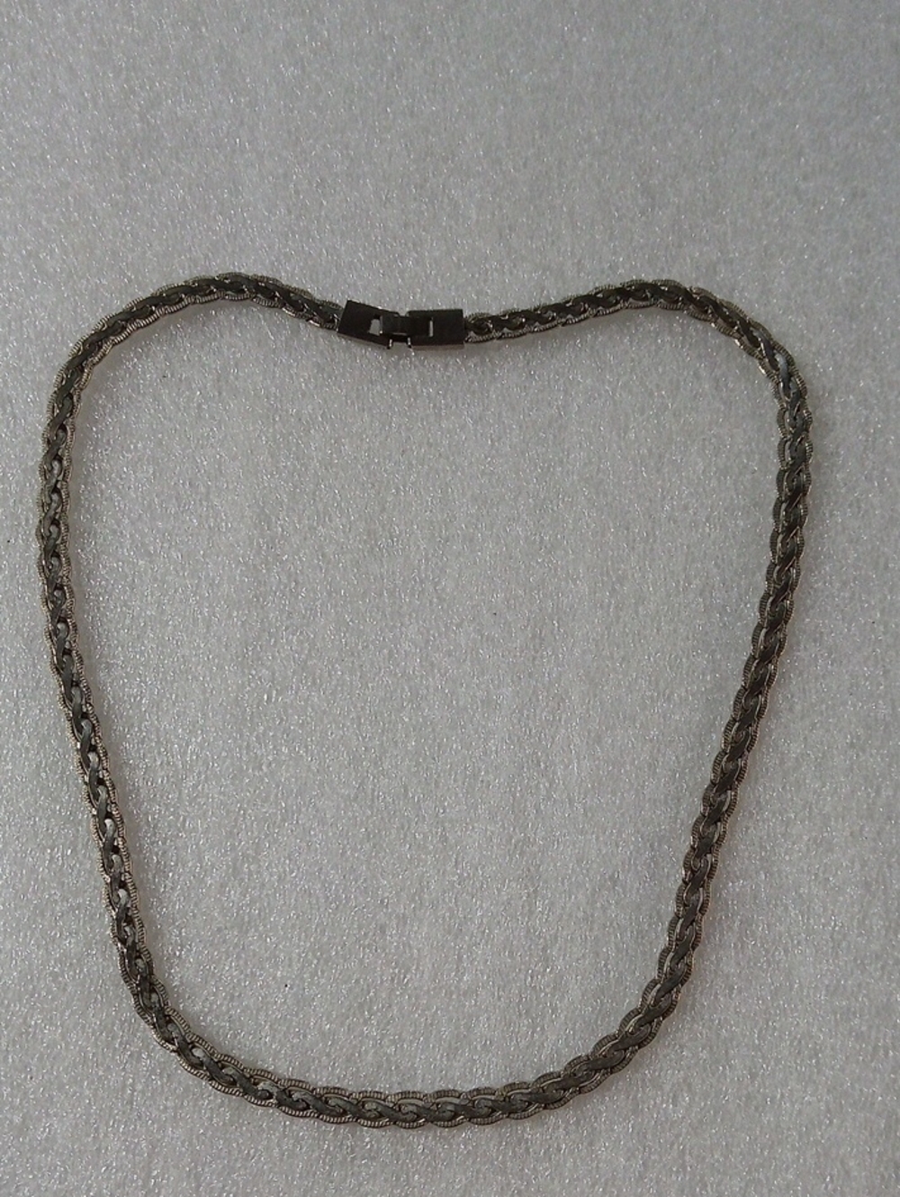 Vintage Silver Interwoven Braided Chain Necklace #A502